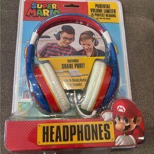 Nintendo Super Mario Red Blue Yellow Over-Ear Headphones